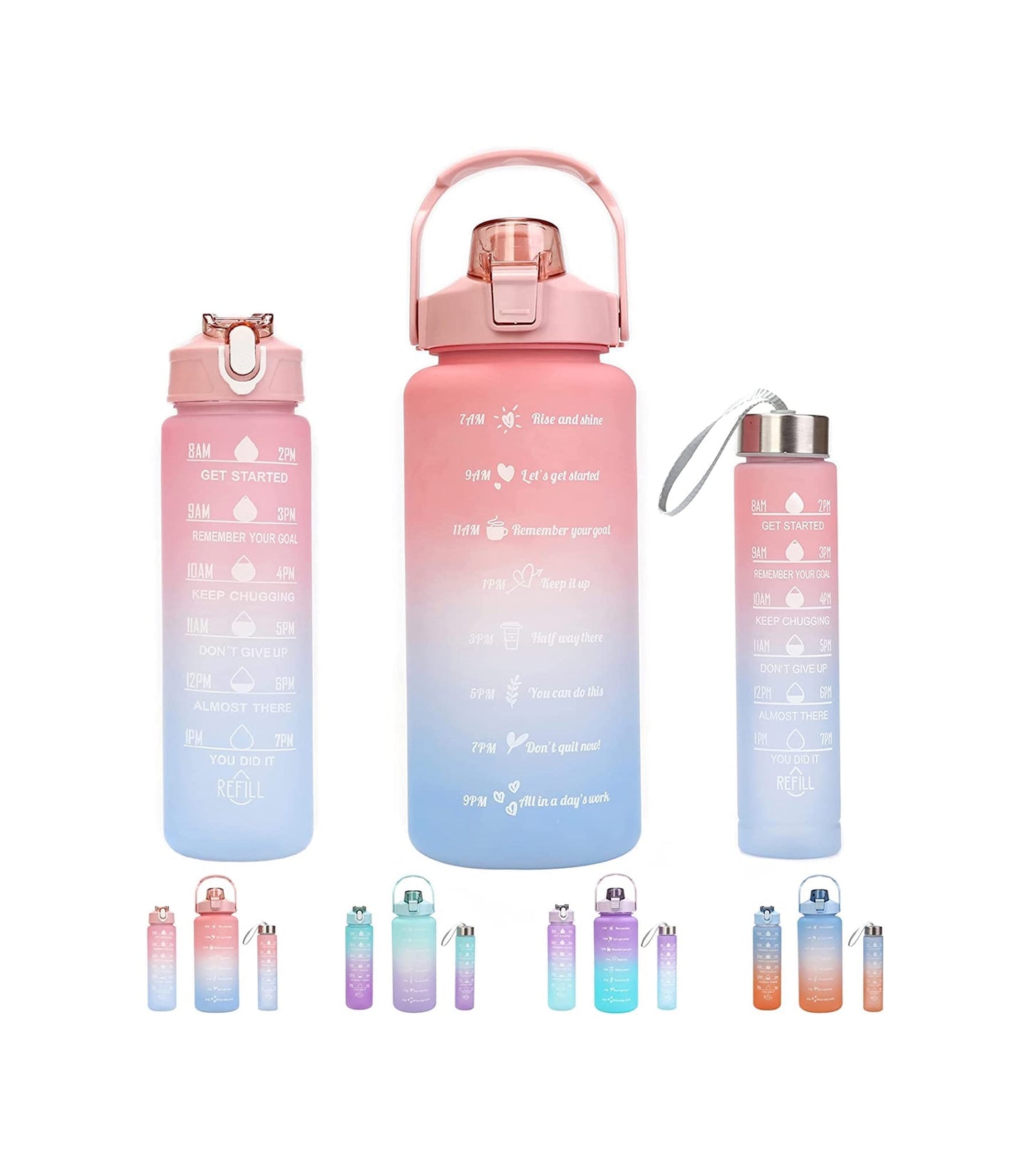 Motivational Water Bottle - 3 pc Set