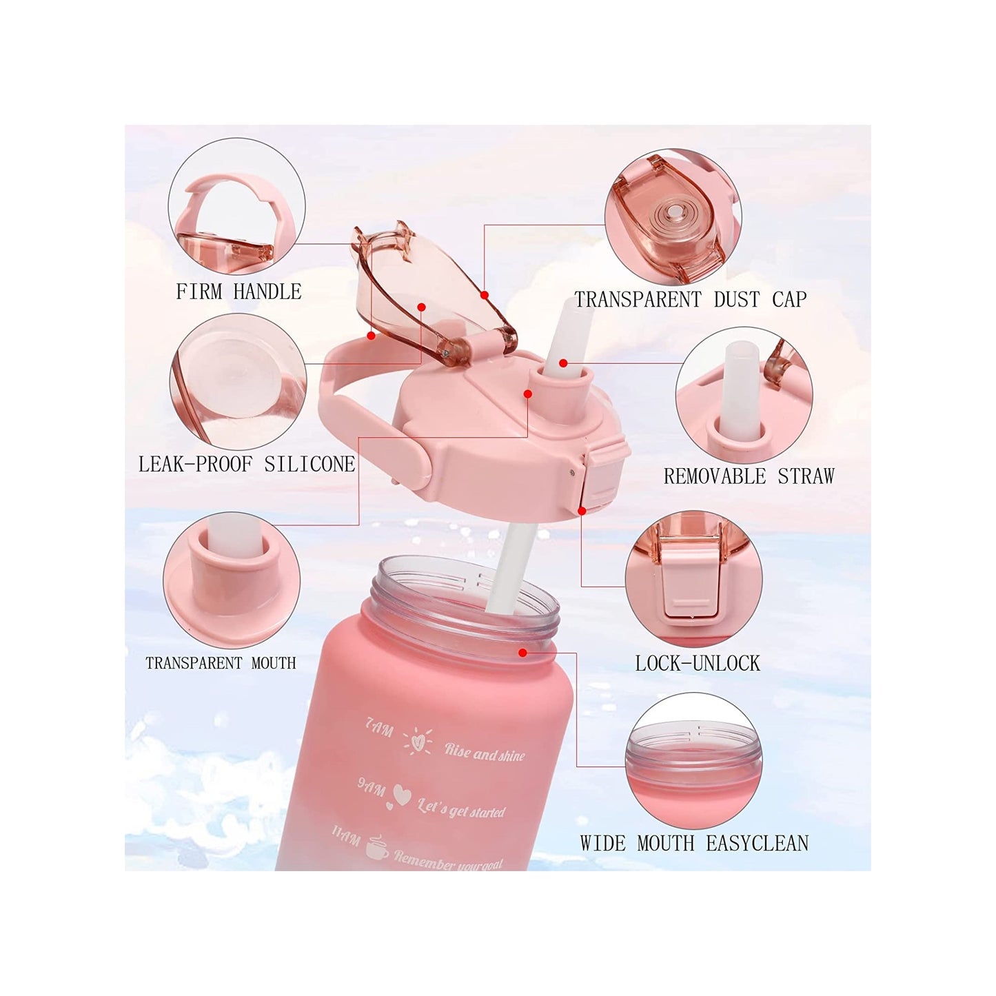 Motivational Water Bottle - 3 pc Set